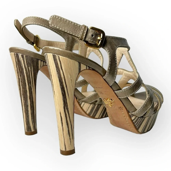 Prada Leather Slingback Pump with Wooden Detail  36 - Picture 2 of 12